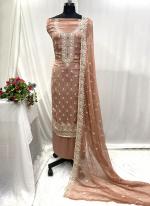 Chiffon Peach Party Wear Hand Work Salwaar Suit